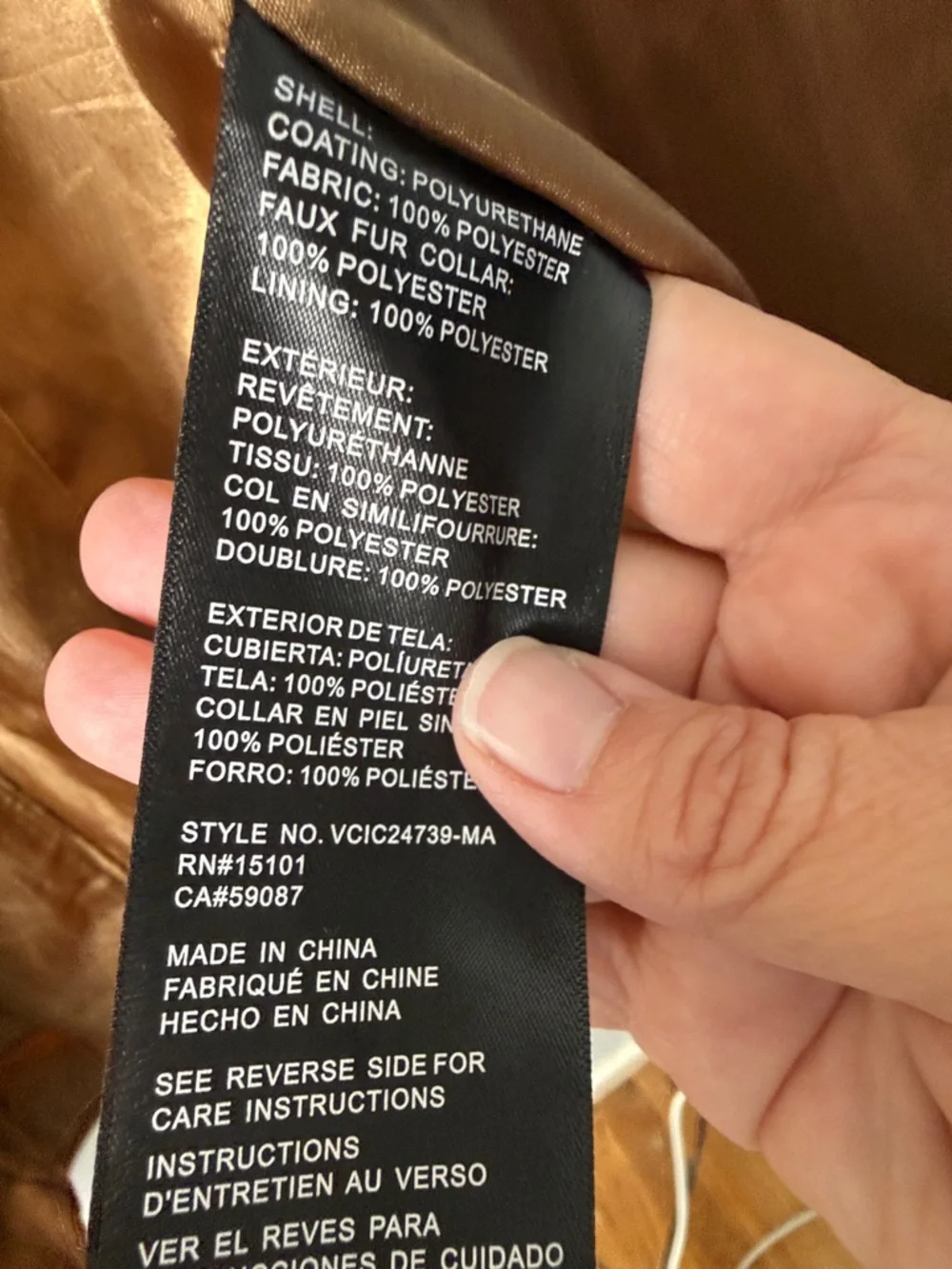 Vince Camuto Camel Trench Coat with Faux Fur Cuffs - Picture 10 of 11